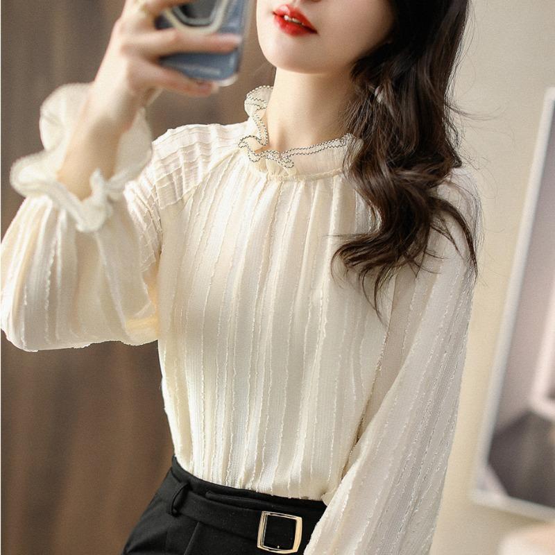Spring New Women's Loose Casual Simple Lace Shirt