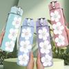 1PC White Flower Light Pattern 750ml Color Plastic Sports Water Bottle Leakproof Flip Straw Lid Suitable for Sports Office Home Use