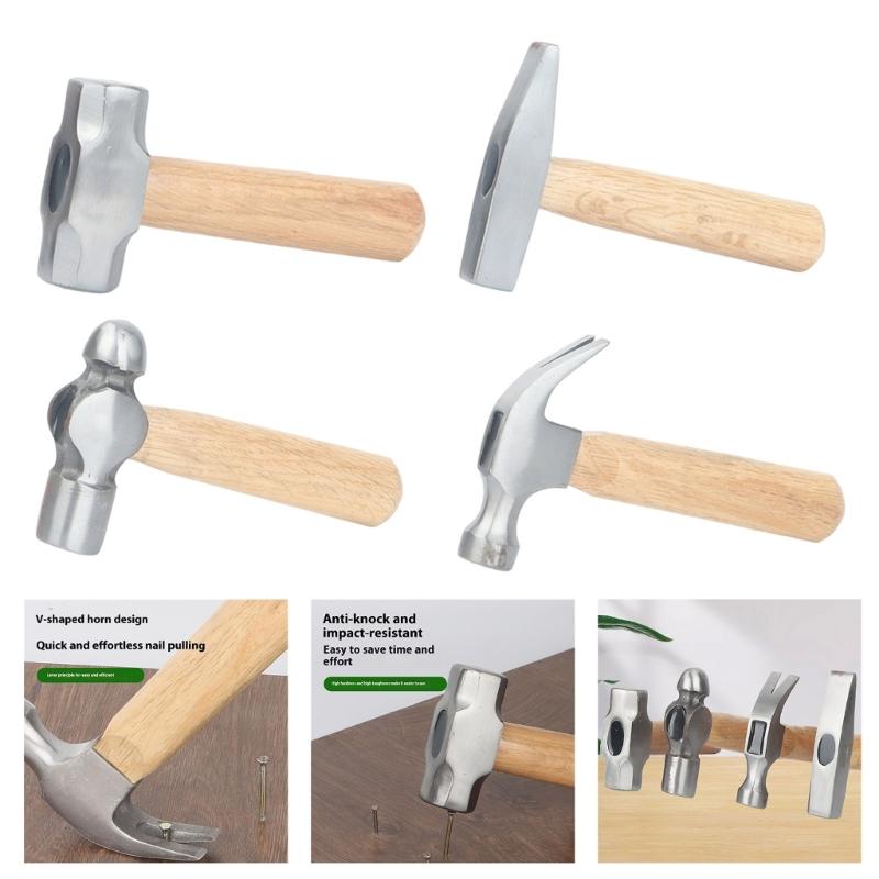 Multipurpose Shock Resistant Compact Hammer With Rustproof Head And Reinforced Wooden Grip For Workshop Precise Work
