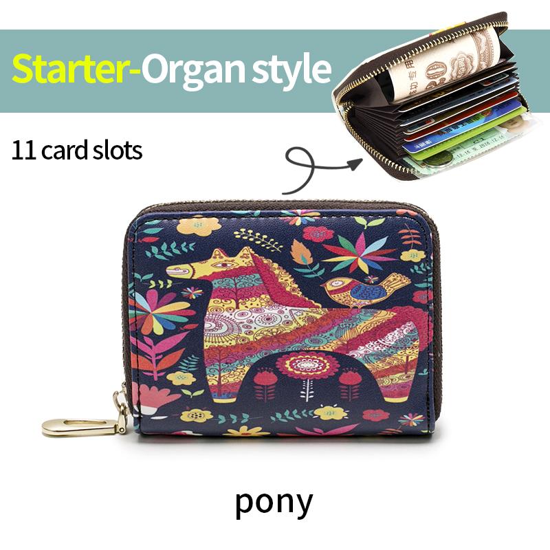 

RFID-блокировка противоугонная щетка женская короткая симпатичная сумка для карт слон мультяшный принт сумка для удостоверения личности кошелек для монет