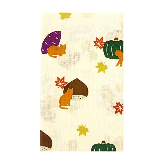Hamamonyo Tenugui - Sweet Potato Chestnut Cat (Autumn Harvest Cat Silhouette)