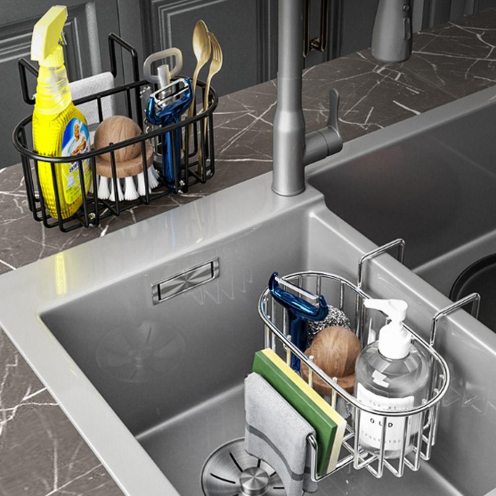 Hanging Stainless Steel Sink Drain Basket Silver/Black/Grey Soap Holder Rack Kitchen