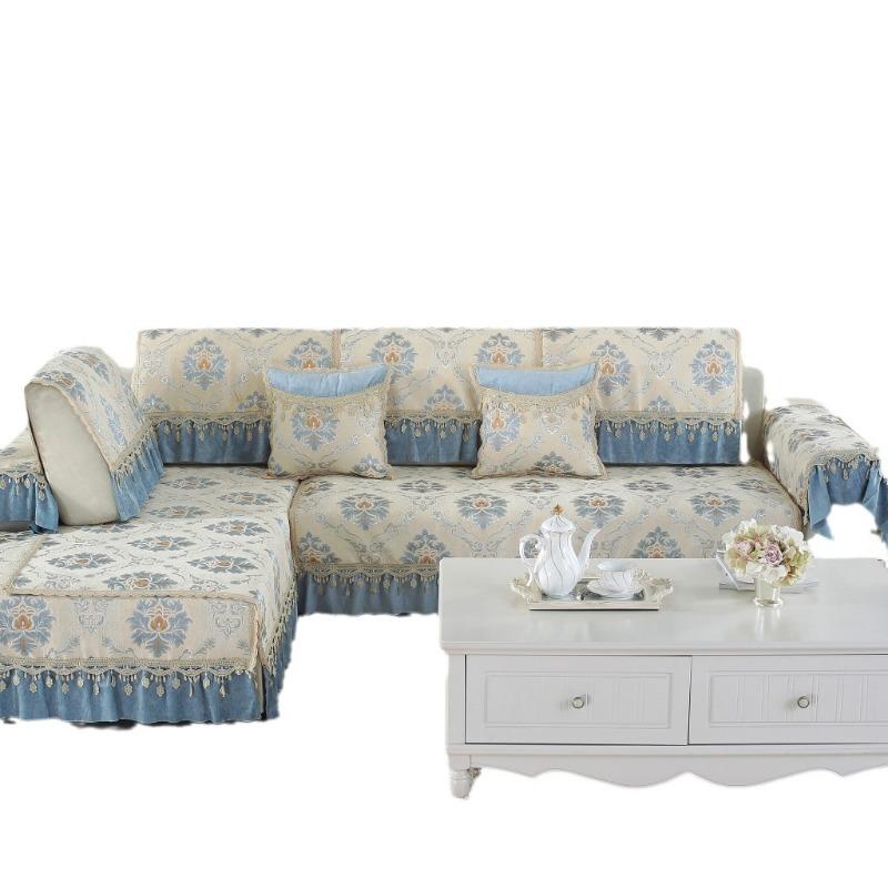 Soffkudde Enkel Ny Europeisk Stil Chenille Jacquard Soffhandduk Spets Halkskydd Kuddfodral