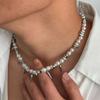 Ingemark Hip Hop Stainless Steel Imitation Pearl Chain Necklace for Men Trend 2026 Goth Rivet Pendant Choker Grunge Jewelry Gift