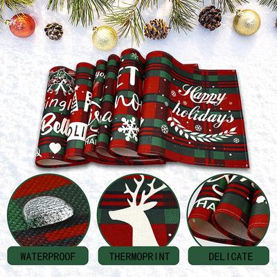 Weihnachts-Tischsets, Untersetzer, Tischdecken aus Baumwolle und Leinen, Isoliermatten aus Leinen, Küchentischsets, Servietten im Western-Stil.