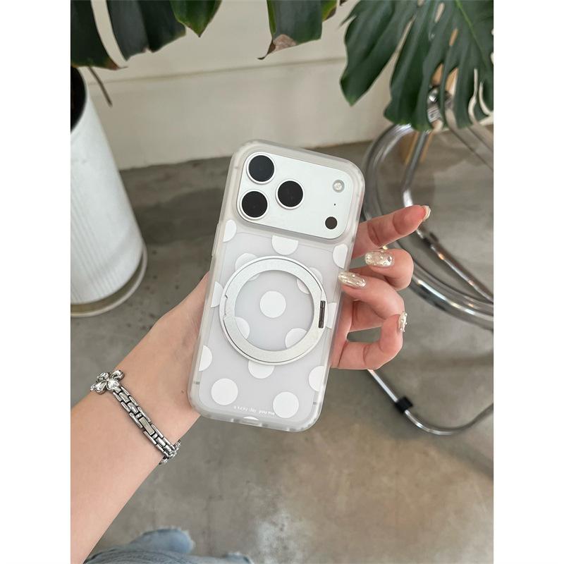 ins transparent white polka dot rotating bracket for iphone11Promax iPhone 11 case 11Pro female