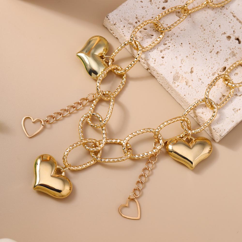 Coola Kärlekshjärta Hängen Halsband Guld Färg Chokers Halsband Kedja för Kvinnor Flickor Handgjorda Fest Smycken Gåvor