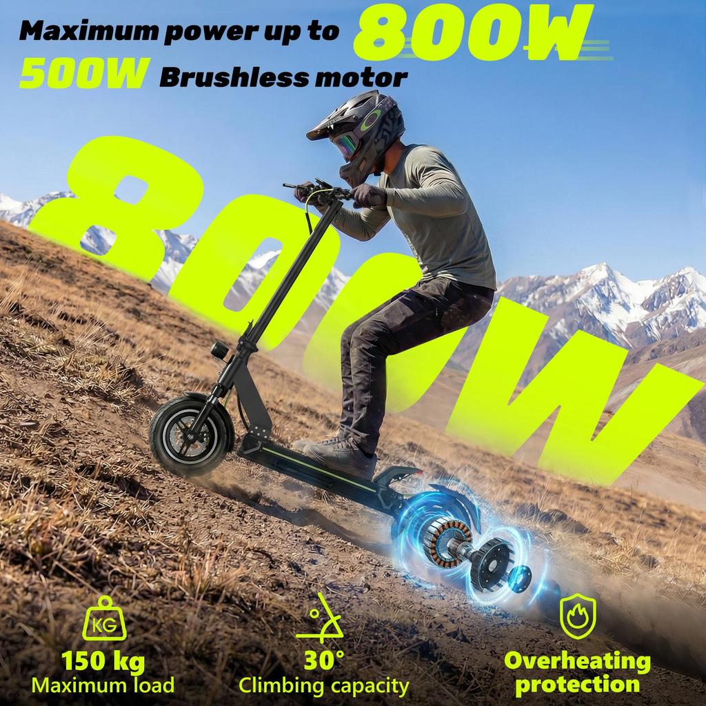 Monopattino Elettrico Fuoristrada per Adulti TODIMART D6: Autonomia 50KM, Motore 800W, Batteria 48V 13Ah/18.2Ah, Doppia Sospensione, App Bluetooth.