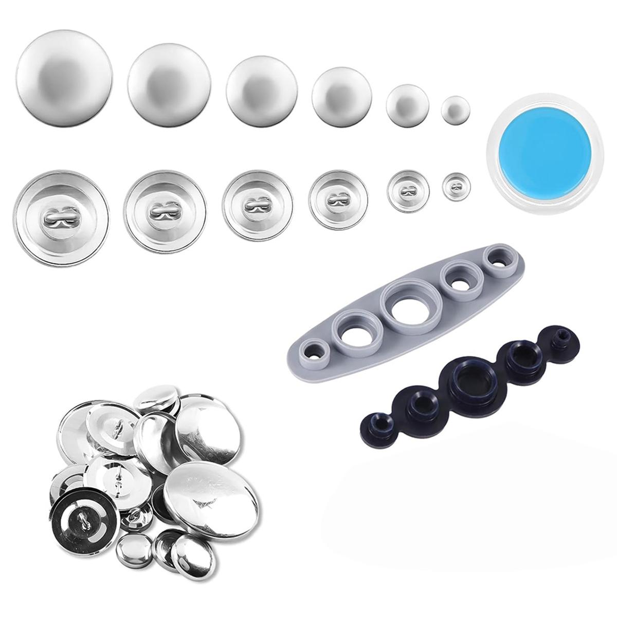

New 120Pcs Button Covers, Cover Button Kit with 6 Sizes, DIY Fabric Covered Buttons with 2 Installation Tools for DIY Lovers China Mainland