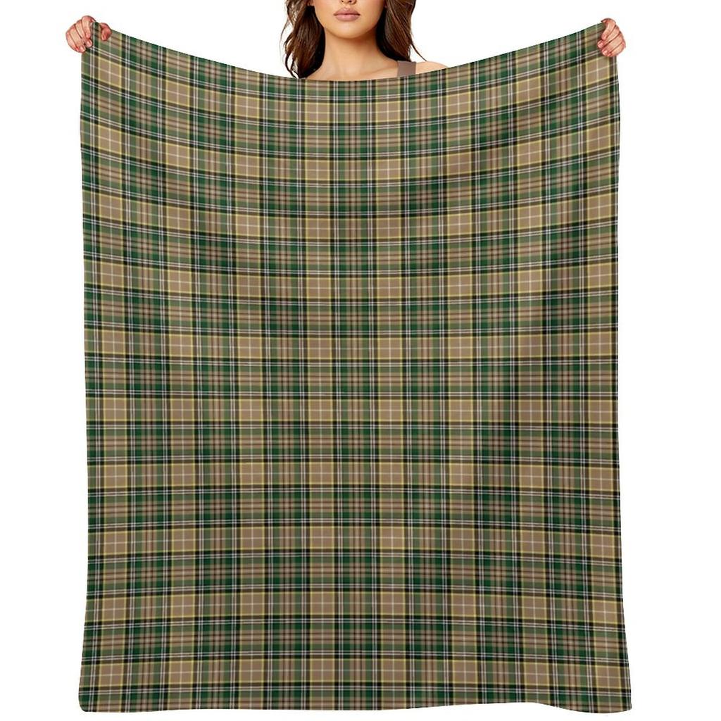 Farrell Tartan Pattern Tan Irish Plaid Throw Blanket Travel Bed linens Plaid on the sofa Giant Sofa Blankets