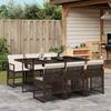 7 Piece Outdoor Dining Set with Cushions Brown Poly Rattan