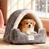 Winter Cat Warming And Sleeping Cave with Removable Pad Cold-Resistant Cat Calming Bed for Bedroom Patio Balcony