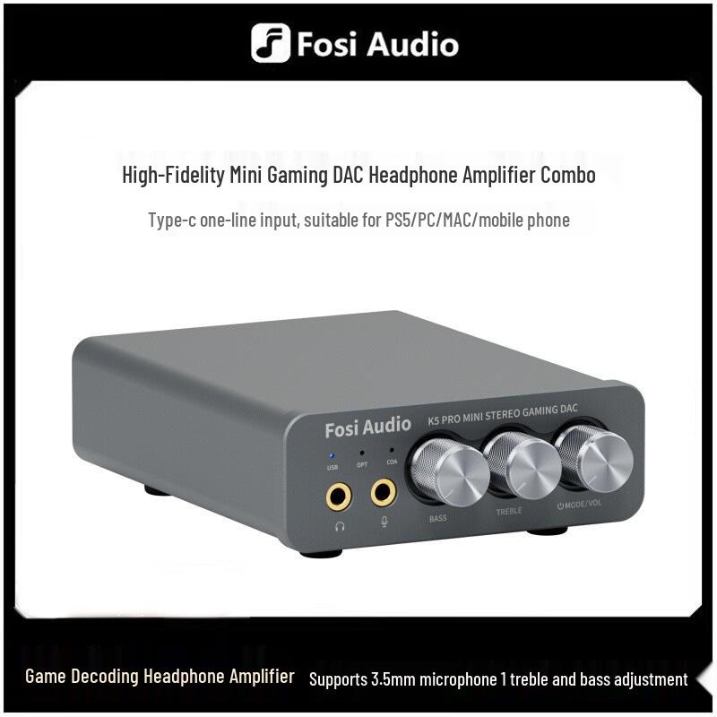 FosiAudio K5PRO DAC Headphone Amplifier & External Sound Card for PC Gaming