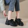 Mode Lackleder Plateau Slipper Damen 2024 Preppy Stil Schnürschuhe Oxford Schuhe Lässige Damen Schwarze Schuhe mit dicker Sohle Weiblich