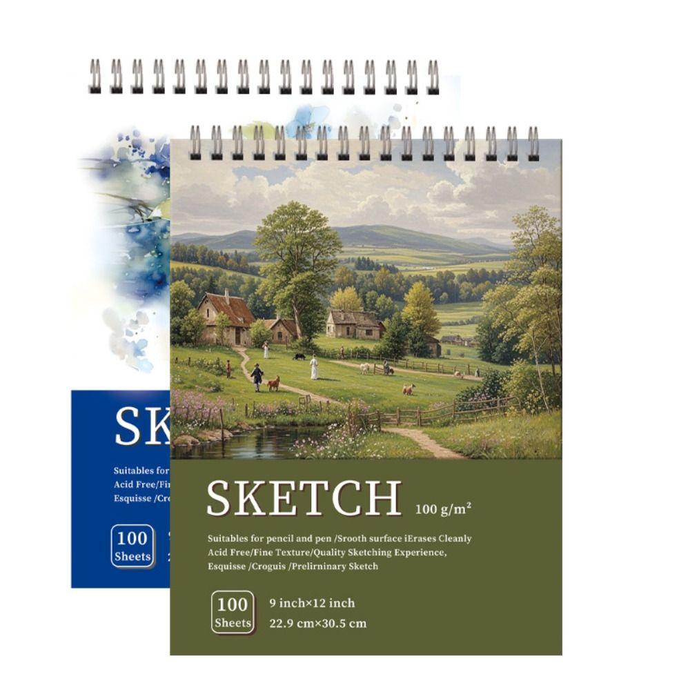 100 Sheets Thick Drawing Paper Spiral Bound Artist Sketch Pad Premium Coil A4 Sketchbook  Sketch