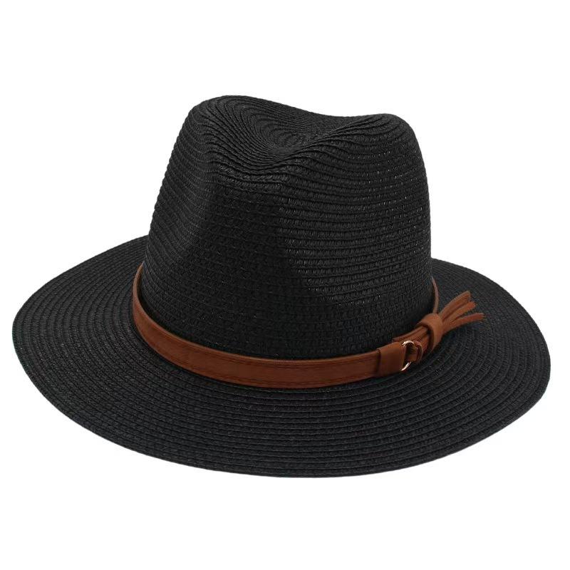 Cappello Panama Primavera Estate con Cinturino Giallo Accessori Cappello di Paglia Spiaggia Traspirante Casual Cappello Jazz Stile Europeo Americano