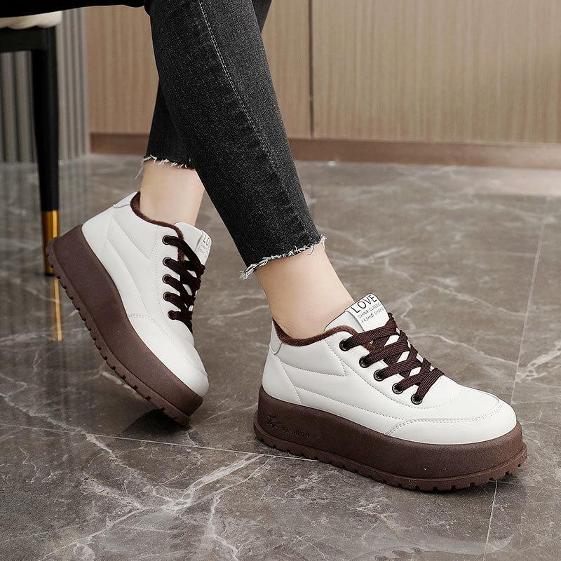 KT2812 Women's 2024 Autumn/Winter Solid Color Snow Cotton Sports Shoes with Thick Velvet Lining for Warmth