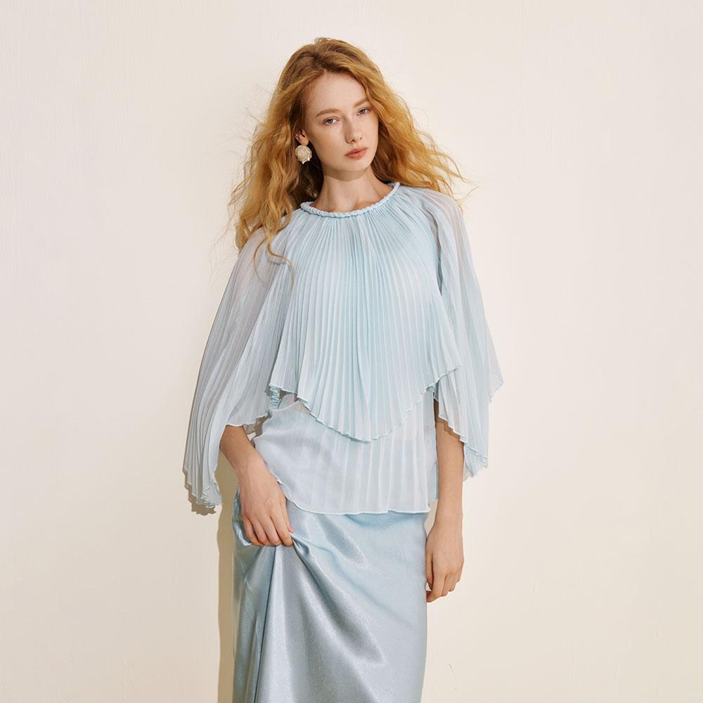 Waiwaiaiem Yy_Resort Blue Chiffon Top
