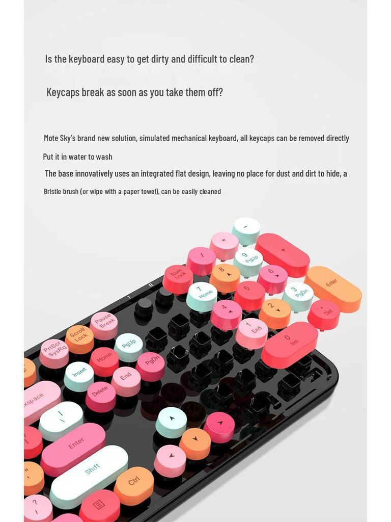 Skyreach Cute Punk Colorful Lipstick Wireless Keyboard & Mouse Set for Girls’ Office