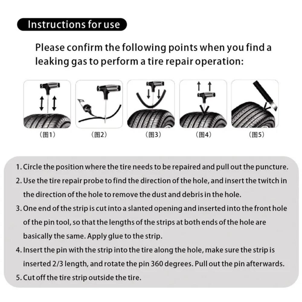 7 Pcs Car Tire Repair Tools Tire Repair Kit with Rubber Strips Tubeless Tyre Puncture Studding Plug Set for Truck Motorcycle