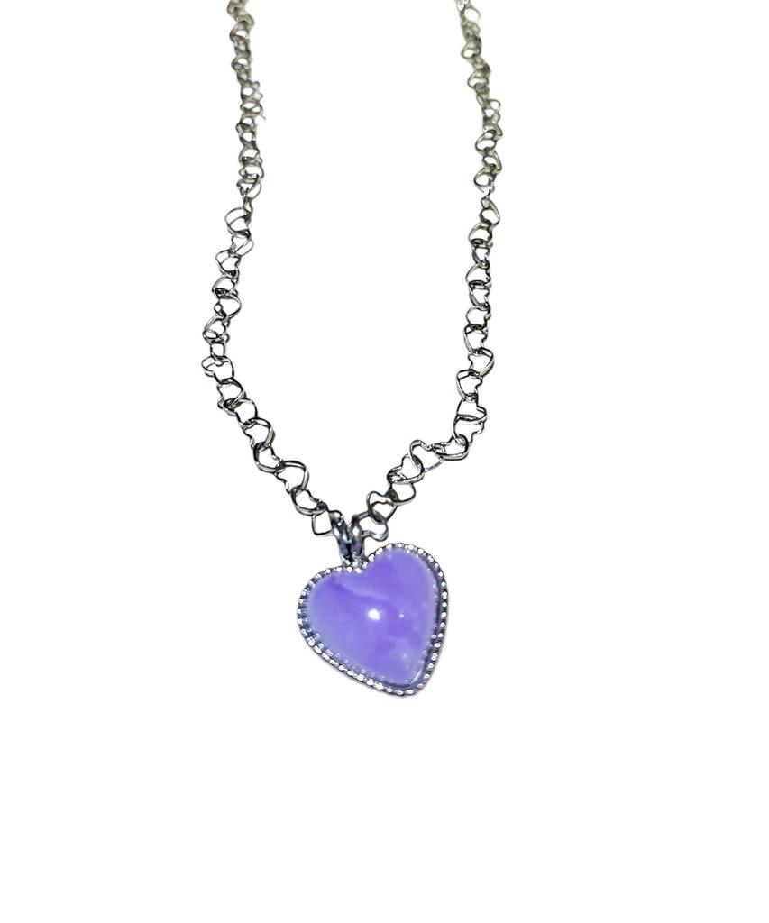 Sk8Er Rock Blossom Love Heart Chain Surgical Steel Necklace