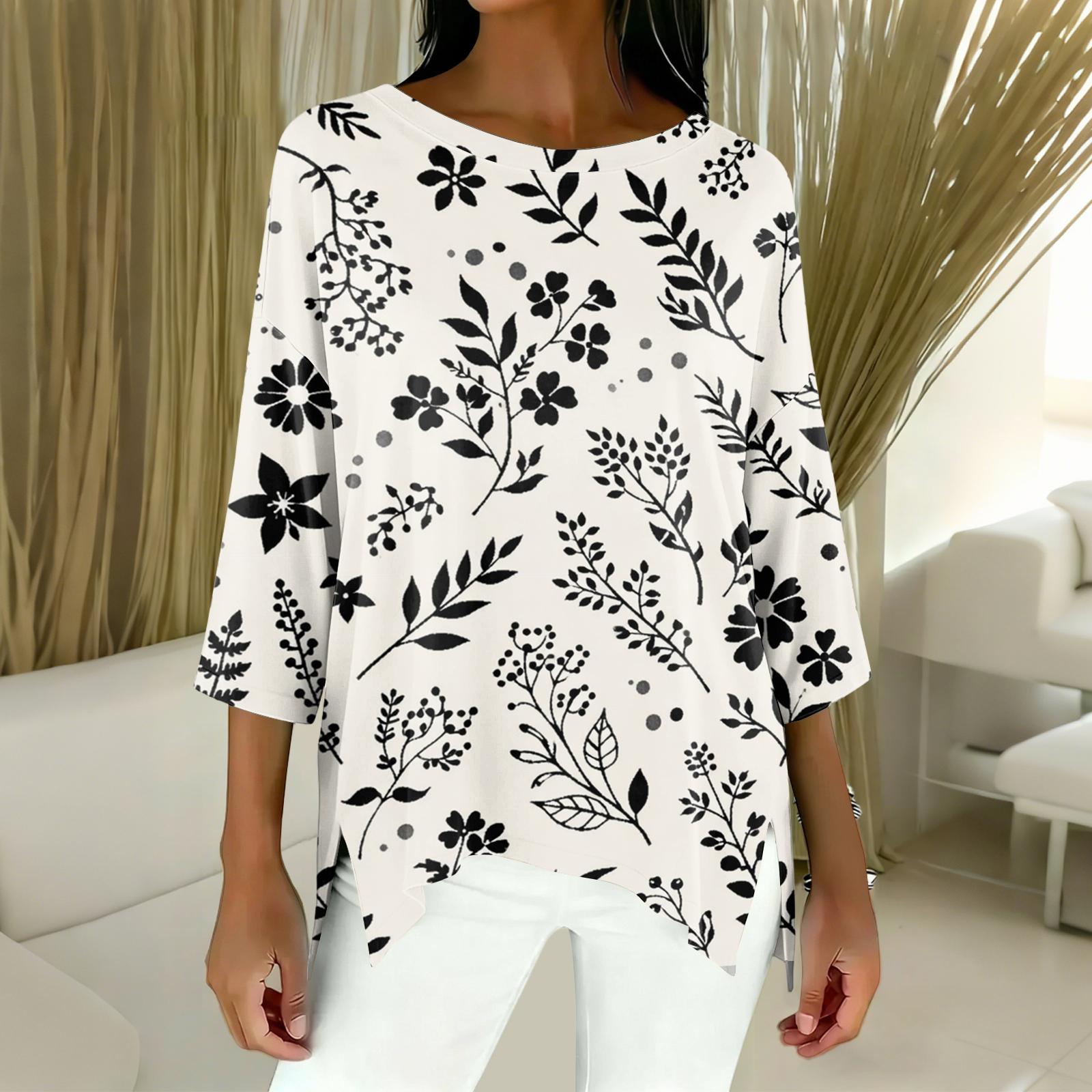 

Женские футболки с рукавом 3/4, футболки с графикой, повседневные базовые топы, пуловеры L чёрный