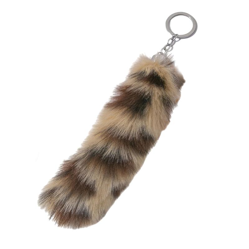 5.9Inch Long Tail Keychain for Key Holder Plush Tail Charm Key Holder Keyring Pendant Decorations Purse Bag Charm