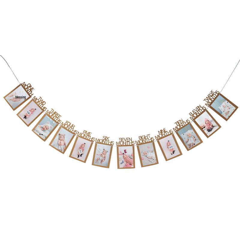 Baby's 100-Day Birthday Photo Frame Bunting - Decorative Wall Banner