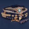 6Pcs/Set Women Bracelet Bohemia Style Elastic Rope Beads Bracelet with Palm Charm Adjustable Length Multi-layer Stackable Bracelets
