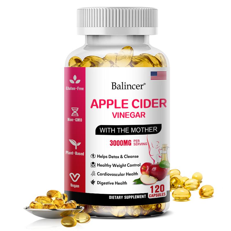 Apple Cider Vinegar Dietary Supplement, With Green Tea, 120 Softgels Per Bottle 120 Capsules
