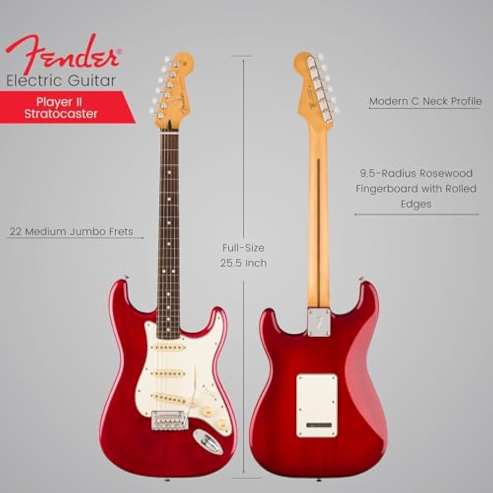 Fender Fender Electric Guitar Player II Stratocaster®, Rosewood Fingerboard, Transparent Cherry B...