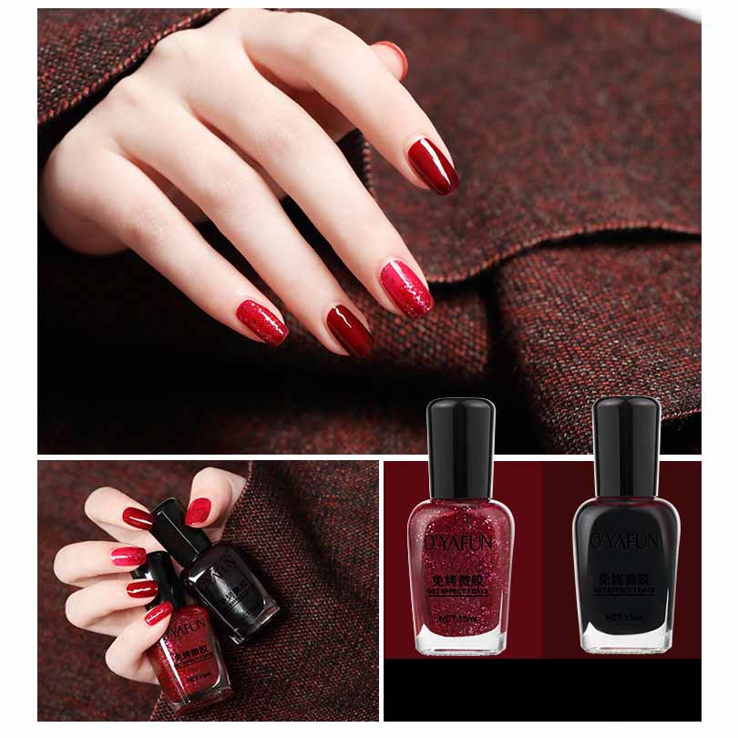 15 ml, nicht abziehbarer Nagellack, wasserfest, keine UV-Lampe erforderlich, Mikrogel-Formel, Glitzer, schnelltrocknend, lang anhaltende Maniküre