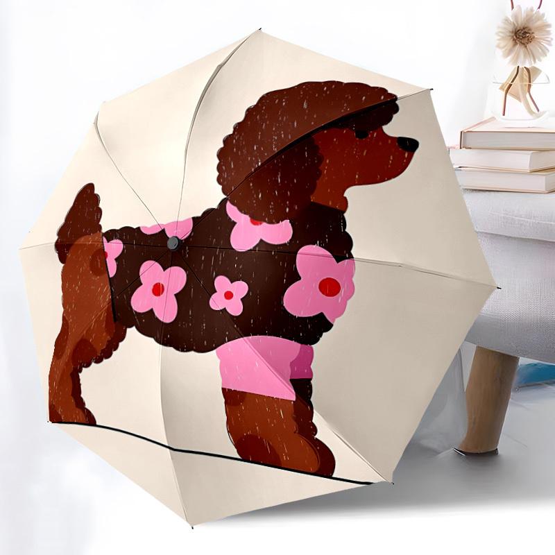1pc Poodle, FloralAutomatic Open/close Folding Umbrella, Compact Portable Travel Umbrella, Perfect Birthday/Holiday, Cute Umbrella y017