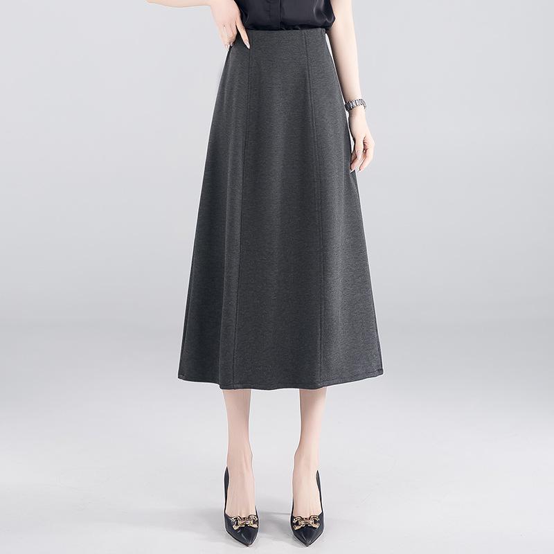 

Women s High-Waisted Spring 2026 Slimming Skirt, Mid-Length, Elastic Waist, Umbrella Style, Petite Fit, Elegant Drape 31/3XL, suitable for 136-145 jin серый