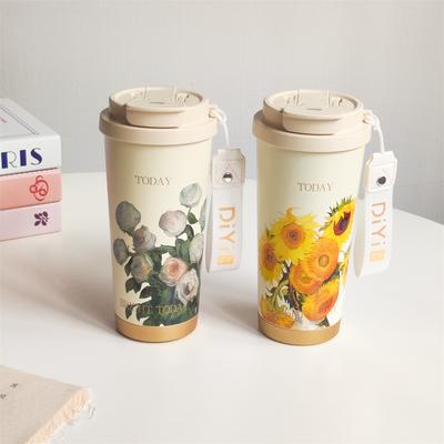 Thermos Cup for Women with Good Looks  Portable Coffee Cup  Stainless Steel Double Drink Fruit Tea Cup