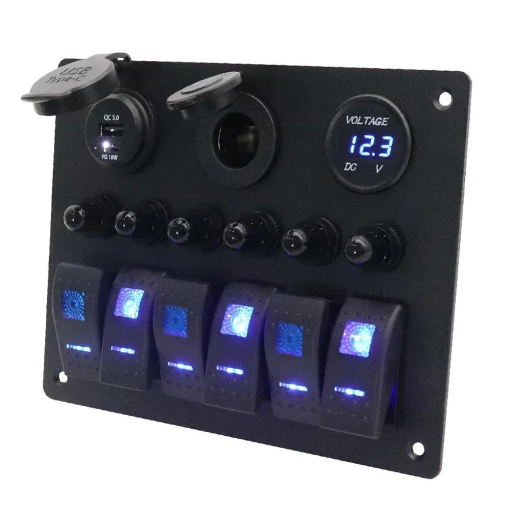 

1PC RV Panel Control Switch 5V/4.8A Output With LED Light Display For 12-24V RV, Yacht, Bus, Car And Other Models Modification China Mainland