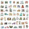 10/30/50pcs Retro Outdoor Travel Hiking Stickers Cartoon Watercolot Aesthetic Sticker Scrapbook Phone Suitcase Decals Decoration