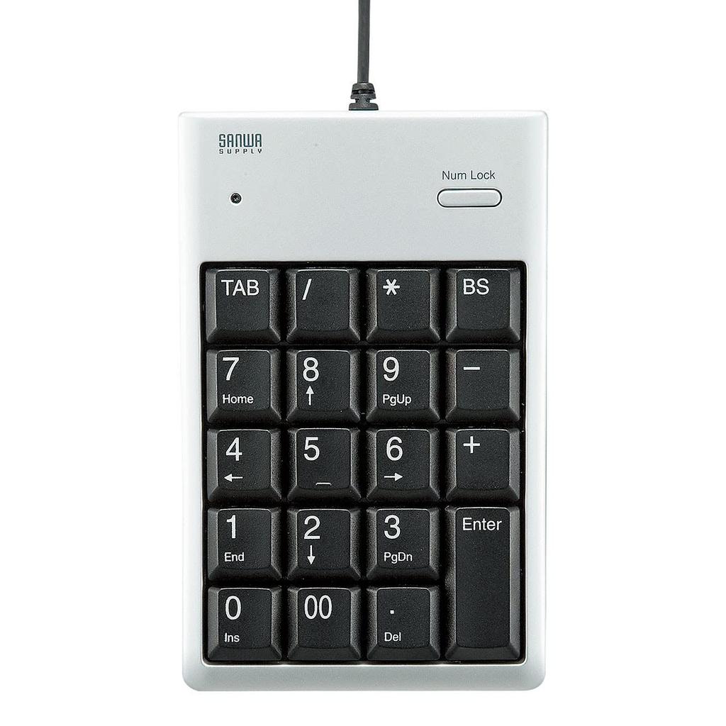 Sanwa Supply USB 2.0 Hub with Numeric Keypad, Silver, NT-16UH2SVN