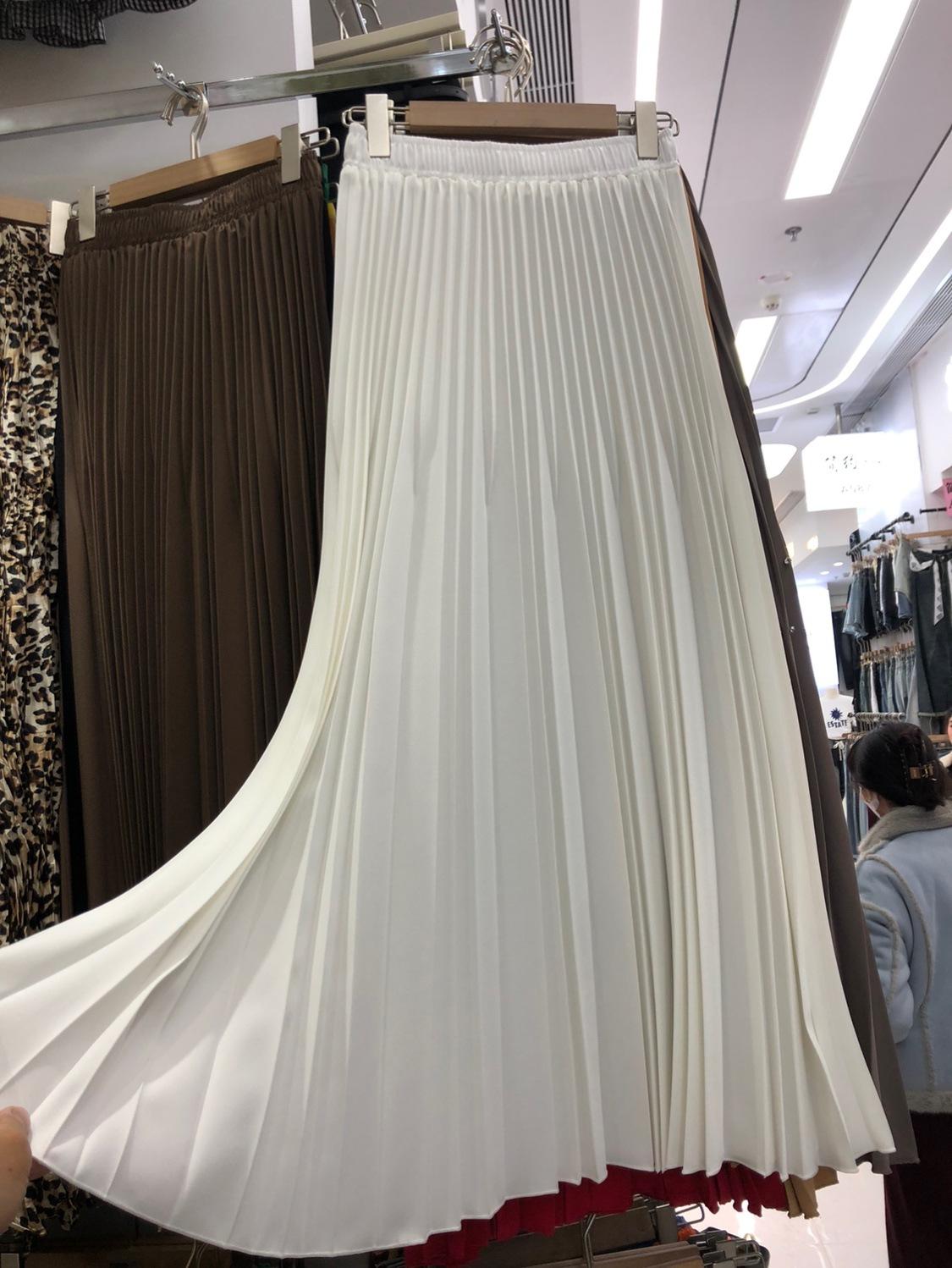 

Тяжелая промышленность, двойная плиссированная юбка, женская, весна-лето, однотонная, маятниковая, средней и длинной длины, драпированная и тонкая юбка А-образного силуэта One Size белый