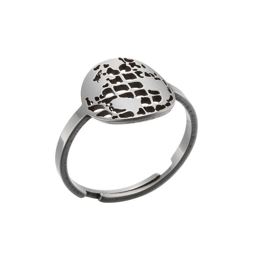 2024 Fashionable Stainless Steel Butterfly Cat Pineapple Heart Adjustable Ring