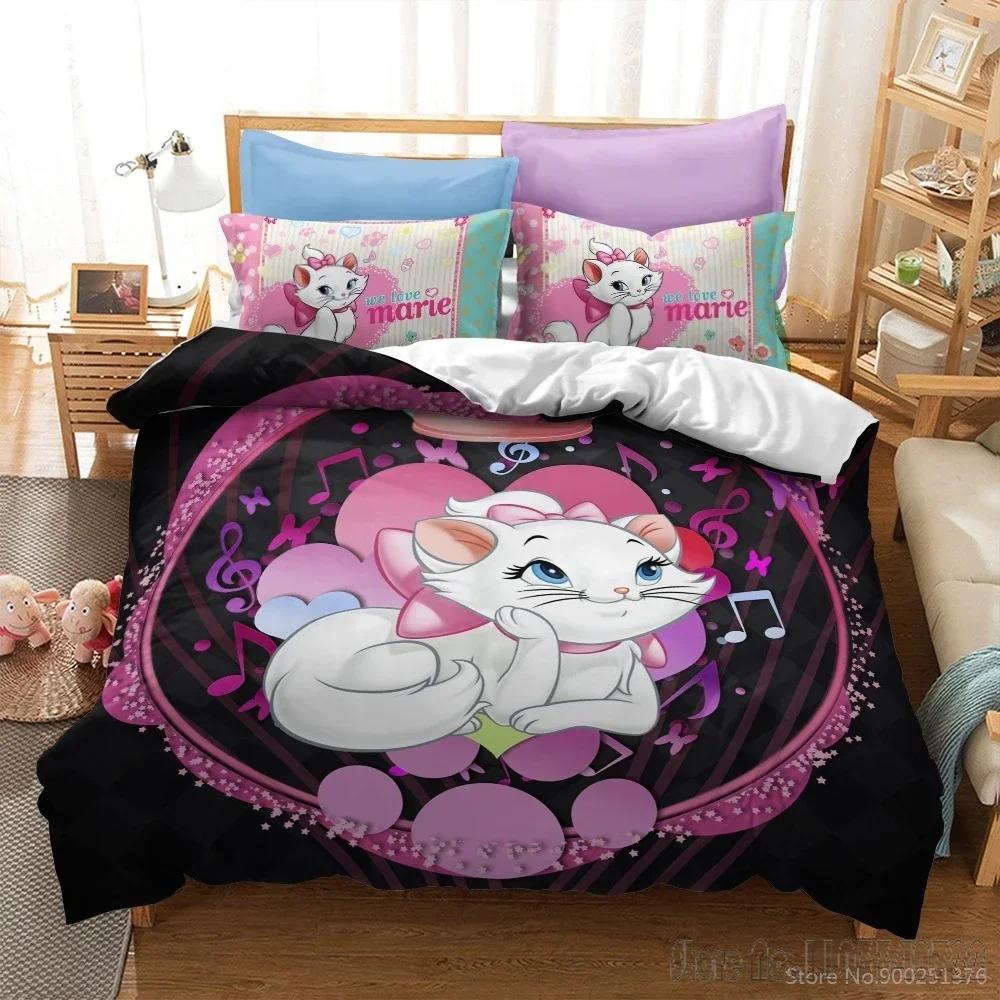 3D Print Cartoon Marie Cat Duvet Cover Set HD Comforter Cover for Kids Bedding Sets Bedclothes Bedroom Decor