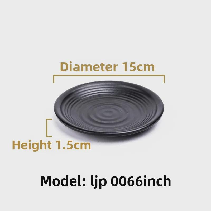 Melamine Black Tableware: Imitation Porcelain Plate for Cold Dishes, BBQ, Hot Pot, and Commercial Use.