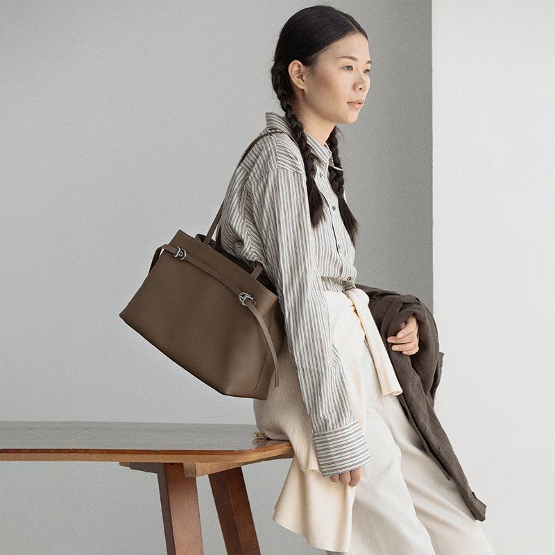 VENOF Women's Tote Bag, Crossbody Style, Made of Top-Grain Cowhide Leather, Large Capacity, Single-Shoulder Design