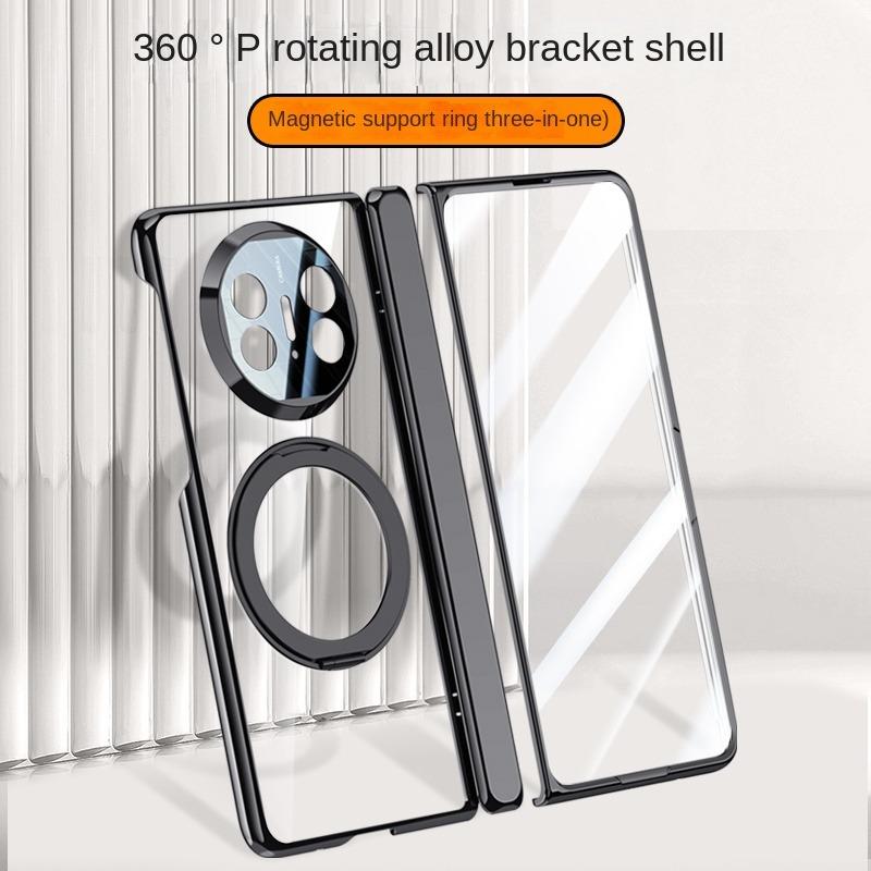 For Huawei Mate X3 X5 X6 360° Swivel Alloy Bracket Magnetic & Bracket & Ring 3-in-1 Tempered Glass Film Anti-Drop Phone Case