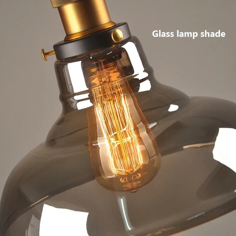 Vintage LED Pendelleuchten Glas Hängelampe Loft Leuchte Esszimmer Küche Innendekor Schlafzimmer Rauchgrau Bernstein Klar