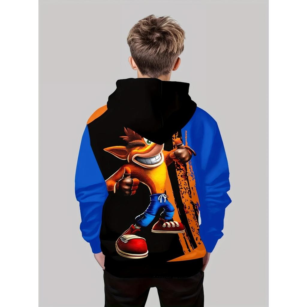 Boys' Fashion 3D Printed Casual Hoodie - Spring and Autumn Winter Long Sleeve Hoodie, Trendy and Stylish