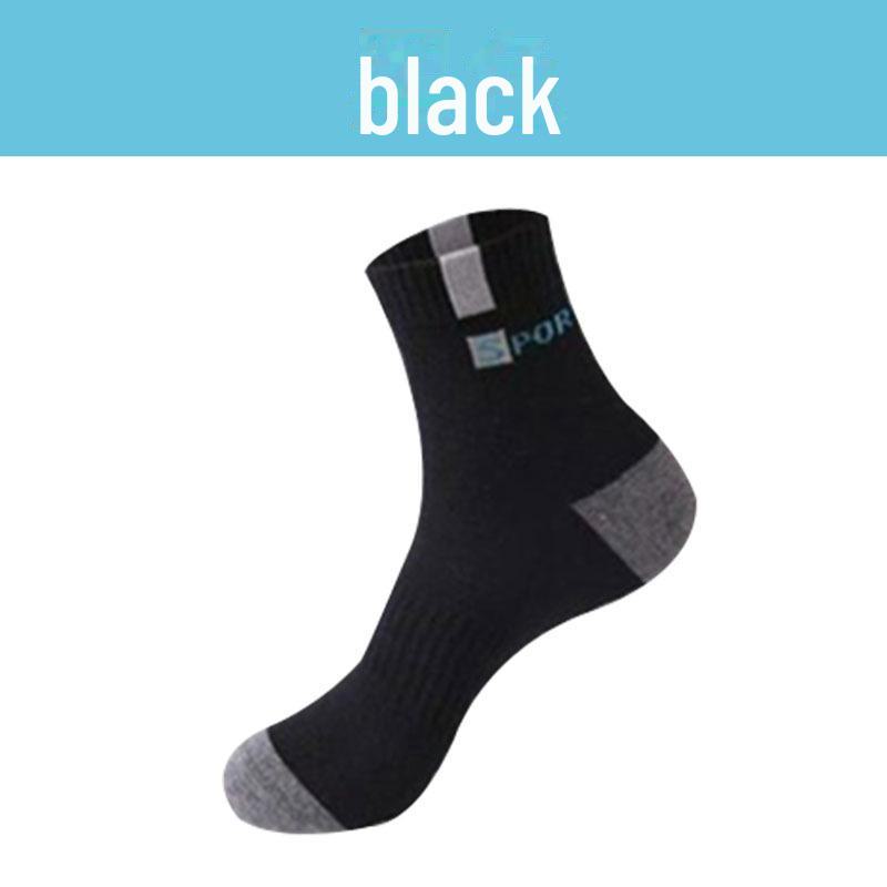 

Мужские спортивные хлопковые носки средней длины — дезодорирующие, впитывающие пот, дышащие, в стиле баскетбола на все времена года чёрный