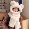 Hat female autumn and winter warm knitted wool snow hat cycling mother fashion ear protection headgear scarf integrated hat