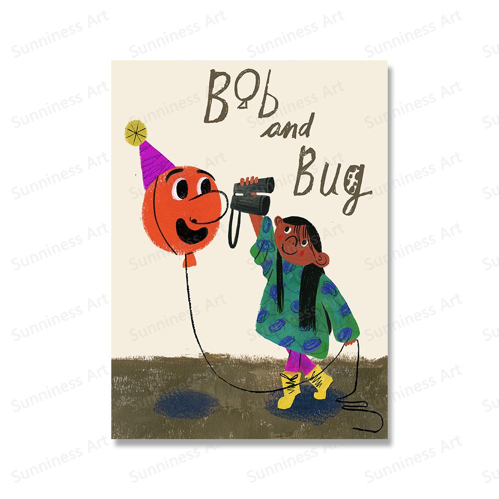 Farbe Cartoon Mädchen Pflanzen Dekorative Malerei Druck Nette Blume Schmetterling Wand Leinwand Poster Schlafzimmer Hängen Bilder Wohnkultur