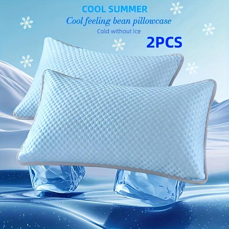 Summer Cooling Pillowcase Solid Color Ice Bean Bean Pillowcase Cool Feeling Air Conditioning Cover Washable (No Pillow) 48x74cm